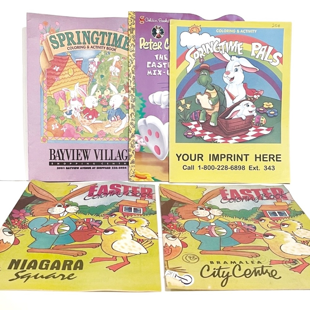 Vintage 1990s Easter Colouring Books Lot Springtime Bunny Rabbit Chicks Cute Fun